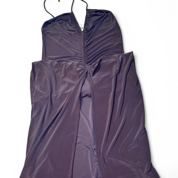 Elegant NWT women’s Zara mink ruched halter cocktail party dress with front slit - Picture 6 of 6